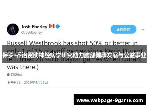 保罗·乔治资助神经病学研究助力脑部健康发展与公益事业 保罗·乔治资助神经病学研究助力脑部健康发展与公益事业