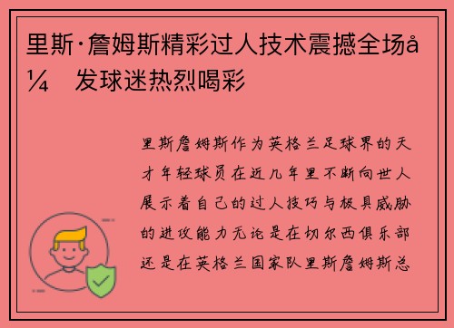 里斯·詹姆斯精彩过人技术震撼全场引发球迷热烈喝彩